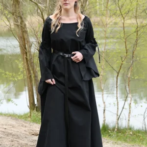Middeleeuwse gotische jurk Iseult, zwart