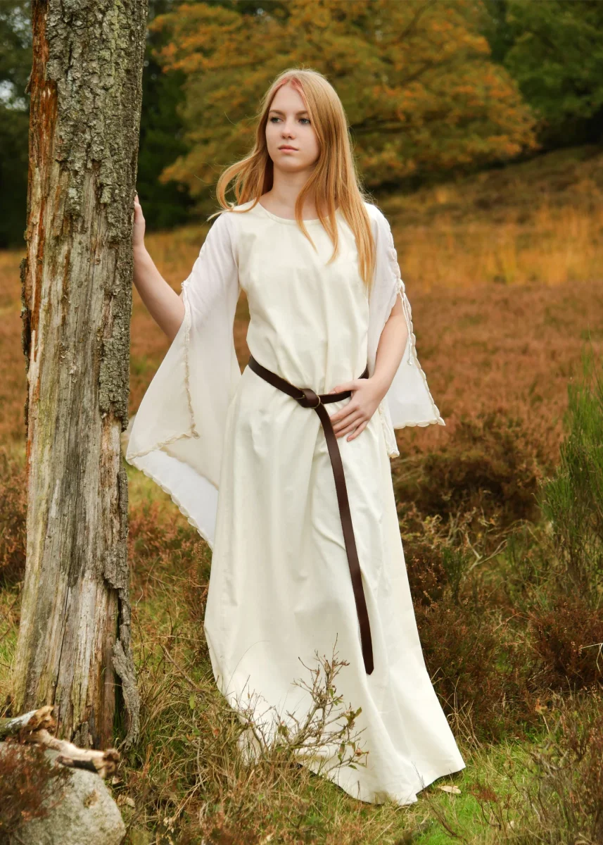 Jurk met trompetmouwen Ingrid, crème - Image 3