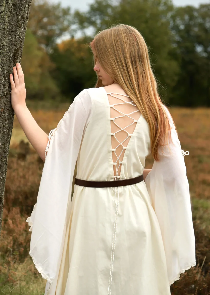 Jurk met trompetmouwen Ingrid, crème - Image 6