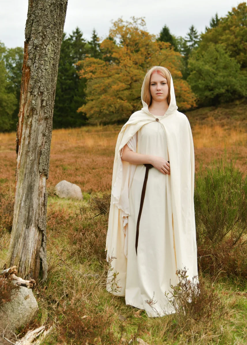 Jurk met trompetmouwen Ingrid, crème - Image 5