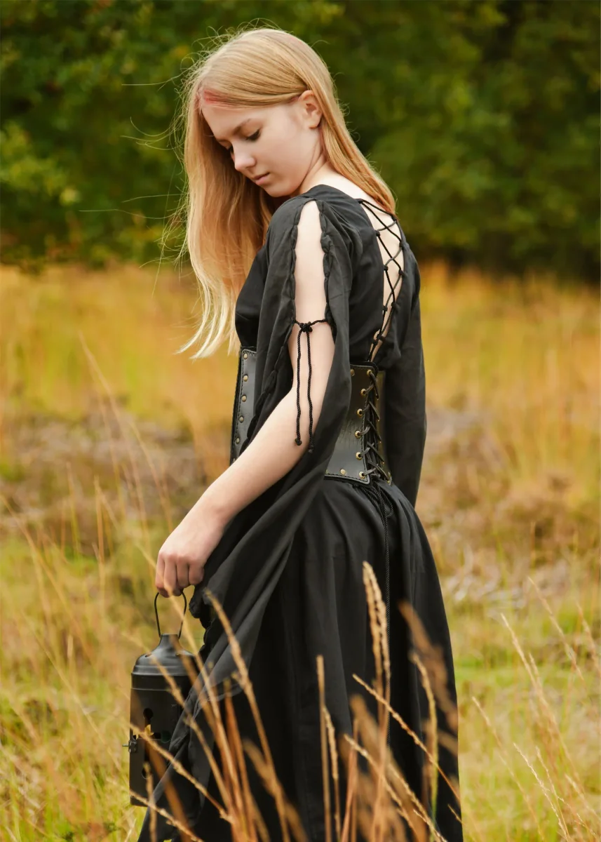 Jurk met trompetmouwen Ingrid, zwart - Image 5