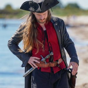 Tricorn Bartholomew, leer, zwart