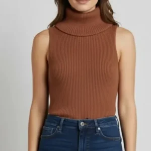 Blusa Sleek e Sofisticada – Cavada Gola Alta em Tricot Modal