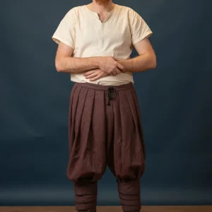 Rusvik Viking broek Borys, vissegraatmotief, wolmix, bordeauxrood