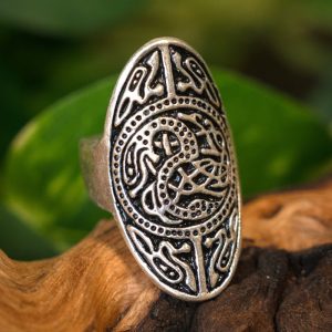 Saksische ring Trewhiddle, verzilverd brons