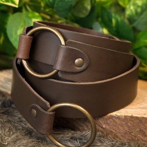 Leren riem met ringsluiting, 165 cm, bruin