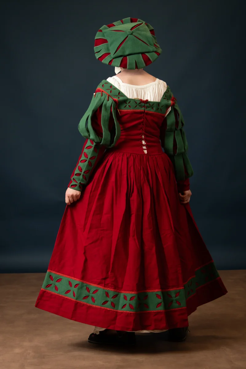 Landsknechthoed, tellerbaret, wol, groen-rood - Image 5