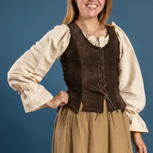 Cathy lijfje, suède, bruin