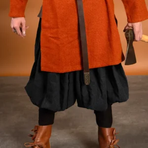 Rusvik Viking broek Borys, vissegraatmotief, zwart/grijs, wolmix