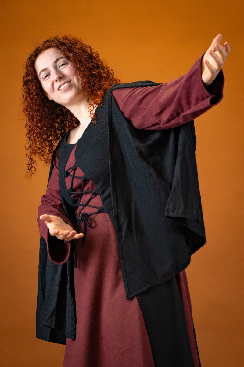 Middeleeuwse jurk Jasione, zwart/bordeaux - Image 5