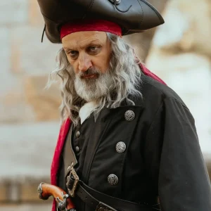 Flint tricorn, leer, zwart