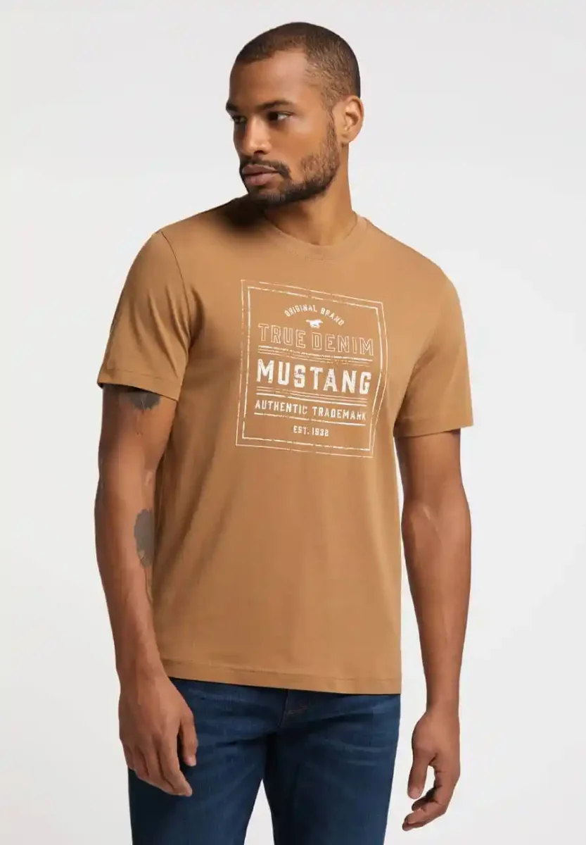 MUSTANG T-shirt com estampa frontal em look usado