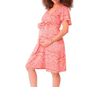 Vestido Gestante e Amamentação Açucena Salmão Criando Gente