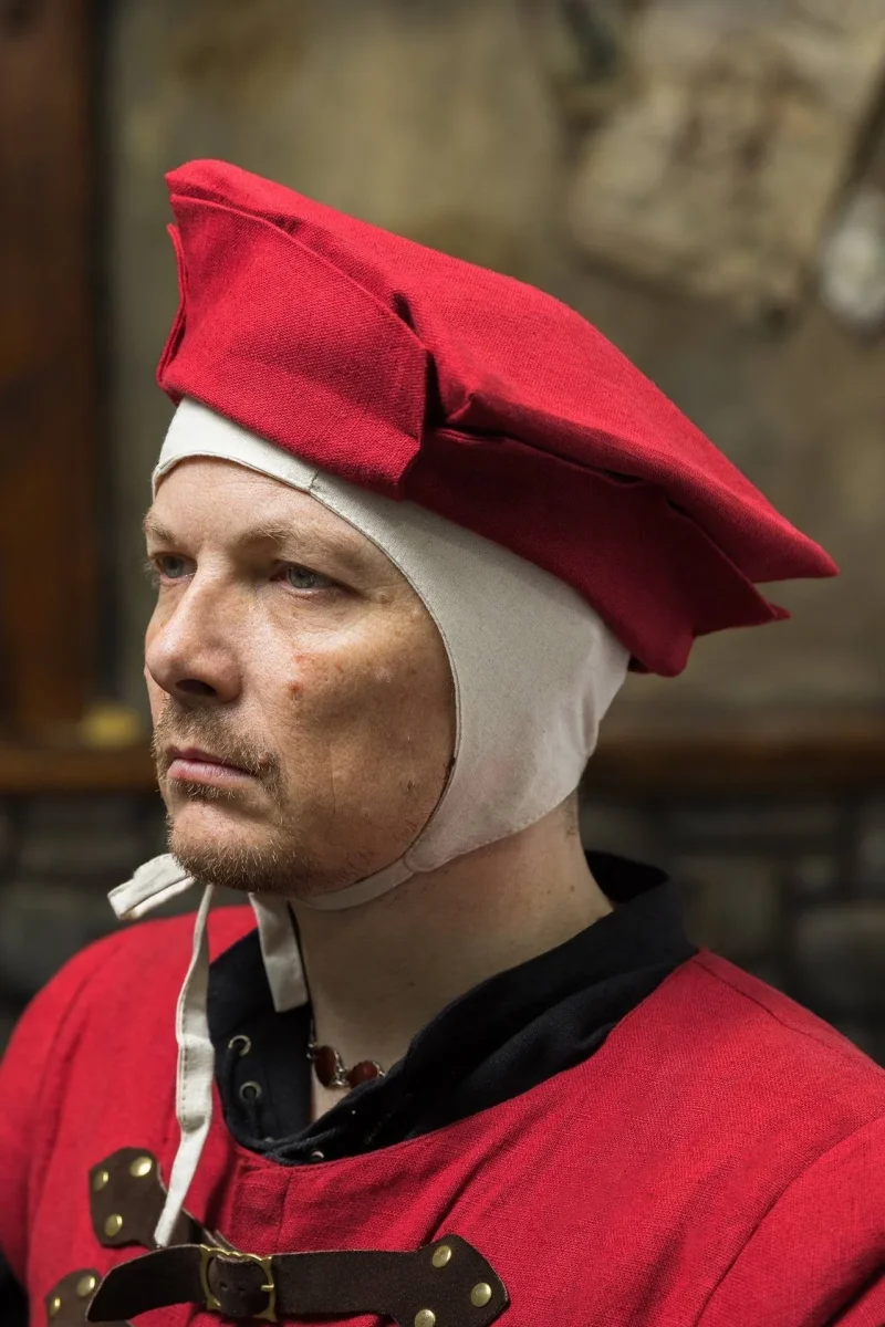 Vierkanten landsknecht hoed Friedrich, rood - Image 2