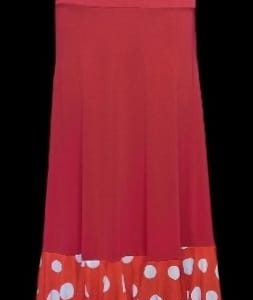 Saia Jasmim Flamenca Vermelha Babados Poá Vermelho/Branco