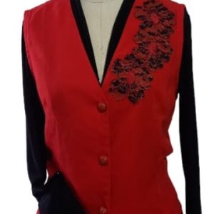 Colete Vermelho Flores Grandes GG