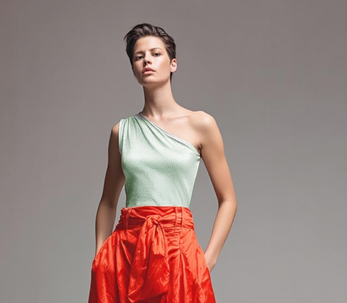 Body One Shoulder Animal Print Verde Água - Image 3