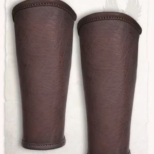 Borg leren bracers, onderarmbeschermers, bruin