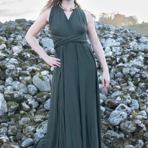 Godinnen Jurk Aphrodite, natuurgroen