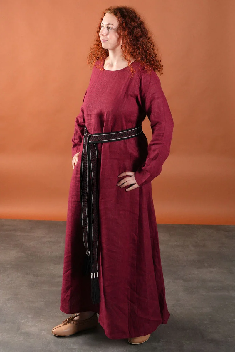 Viking jurk Helga, linnen, rood - Image 6