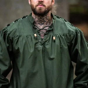 Piratenhemd met veters, groen
