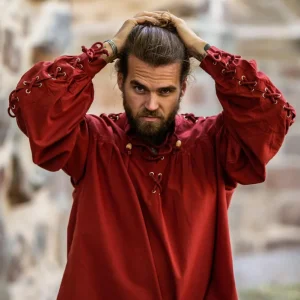 Piratenhemd met veters, rood