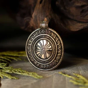 Amulet zonnewiel, brons