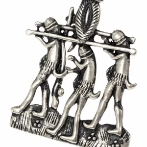 Pelgrimsbadge fallus processie, verzilverd brons