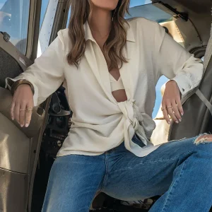 FOURSOUL KNOTTED DRAPED SHIRT