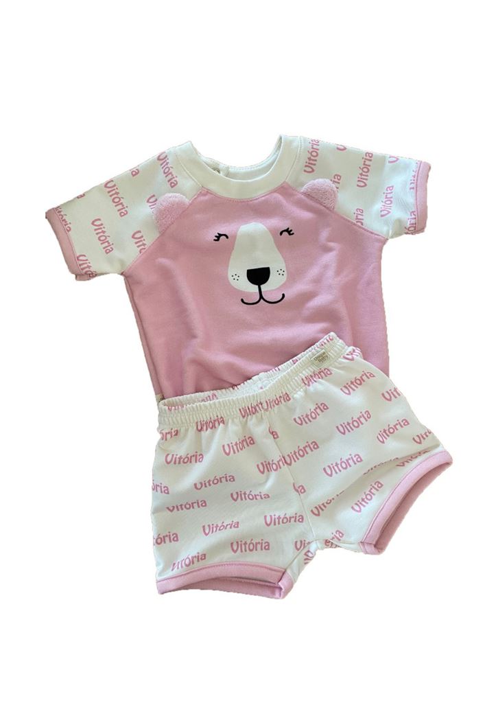 Pijama Personalizado Off White Manga Curta