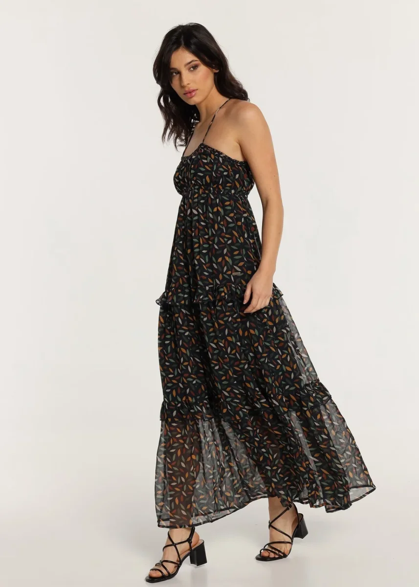 LOIS VESTIDO LONGO SEM COSTAS COM ALÇA E ESTAMPA DE MINI FOLHAS - Image 2